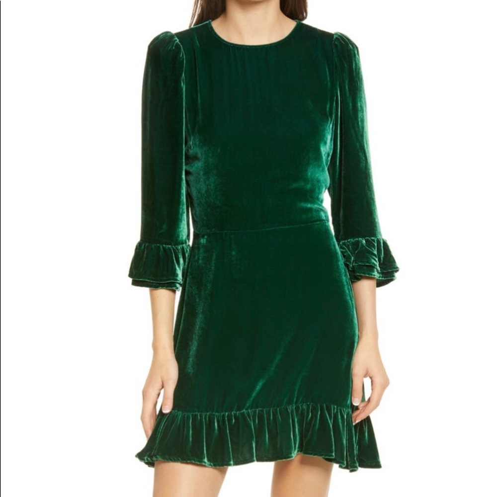 Reformation Mountain Ruffle Velvet Dress